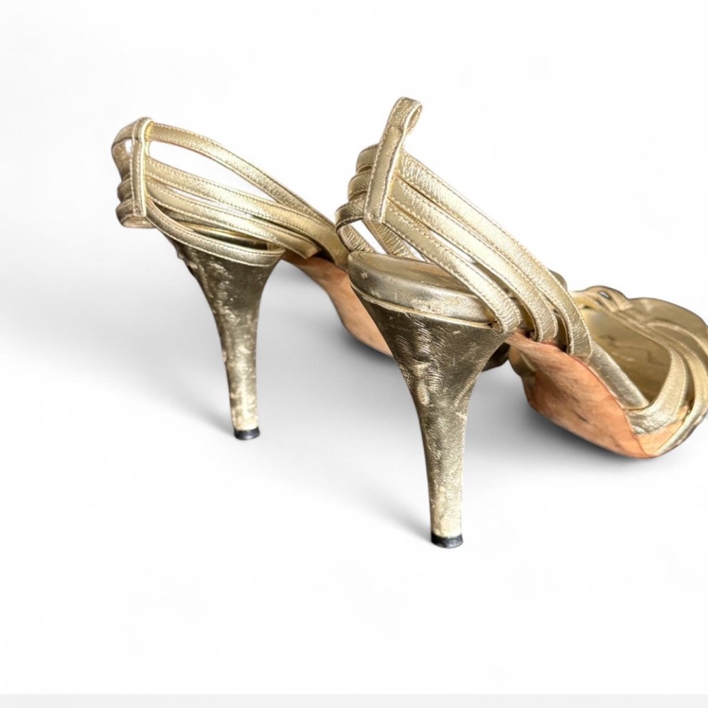 Vintage Gucci Gold Strappy Heels - Picture 8 of 8